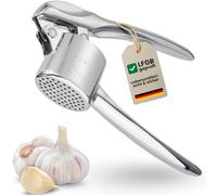 KIMIJO® Garlic Press Made of Solid Cast Zinc - Robust & Ergonomic Garlic Press for Effortless Pressing - Dishwasher Safe & Rustproof - Perfect for Fresh Garlic & Ginger