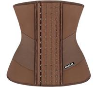 KIMIKAL Corset Waist Trainer for Women Lower Belly Fat Brown Latex Corset Top Belt:Under Clothes Sport Tummy Control Long Torso Shapewear S