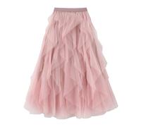 Kimily-UK Women's Tulle Skirt Elastic Waisted Long Tiered Skirts Multi-Layer Porm Pleated Skirts Mesh Tutu Skirts Puffy A-line Princess Elegant Vintage Party Maxi Skirts Pink
