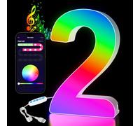 Kimimara LED Number Light - Light Up Numeric Marquee Sign for Birthday Party Table Bar Wall Décor, Color Changing Night Light - Number 2
