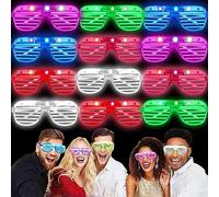 Kimimara Neon Glasses Party - 12 Pack LED Light up Glasses Glow in the Dark Kids Shutter Shades Glasses Flashing Sunglasses for Adults Rave Party Set Happy New Years Eve Party Glasses