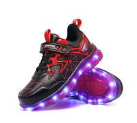 KIMIME PIKL LED Light up Trainers 7 Colors Luminous Super Blinking USB Rechargeable Breathable Outdoor Sport Running Shoes Gymnastic Tennis Low Top Sneakers Gift for Boys and Girls Birthday Red