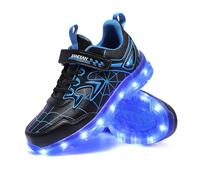 KIMIME PIKL LED Light up Trainers 7 Colors Luminous Super Blinking USB Rechargeable Breathable Outdoor Sport Running Shoes Gymnastic Tennis Low Top Sneakers Gift for Boys and Girls Birthday Blue