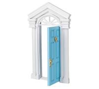 KIMISS 1:12 Dollhouse Miniature Fairy Birch Door with Accessories - Opening Mini Dollhouse Door Model for DIY House Decoration (Blue)