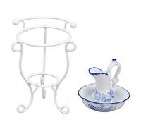 KIMISS 1:12 Dollhouse Washbasin Stand with Kettle and Basin - Realistic and Exquisite Bathroom Accessories for Miniature Homes
