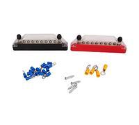 KIMISS 10 Terminal Bus Bar 48V 150A BusBar Block with Cover Power Distribution Terminal Block with 20 Terminals Battery Bus Bar Marine Bus Bar for Car Boat Marine Caravan RV (Stud M6x2/ Screw M4x8)