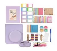 KIMISS 12 Accessories Kit Replacement Camera with Camera Bag, Photo Album, Stickers, Photo Clips, and More - Displaying and Decorating (Purple)