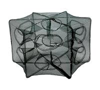 KIMISS 12 Holes Automatic Fishing Net Shrimp Cage - Foldable Crab Fish Trap with Steel e for Easy Catching of Minnows, Lobsters, and Crabs (12 Holes)