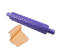 KIMISS 12 Styles Plastic Non-Stick Fondant Rolling Pin - Embossed Baking Tool for Cake Decorating, Sugar Paste, Marzipan & DIY Baking (Assorted Color10)