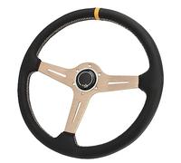 KIMISS 14.5" Racing Steering Wheel with Leather Grip & Copper e - Universal Fit for Car Vehicles, White Stitching, Strong Control & Attractive Design