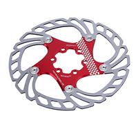 KIMISS 160mm Bicycle Brake Disc with 6 Bolts for Mountain and Road Bike - Lightweight Aluminum & Stainless Steel Floating Rotor (red+silver)