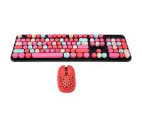 KIMISS 2.4G Wireless Keyboard and Mouse Combo- Retro Punk Style 104 Keys Mechanical Keyboard with 3 DPI Adjustable Gaming Mouse, Noiseless Operation, ABS Material, Plug (Mixed