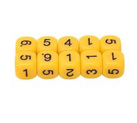 KIMISS 20PCS Round Corner 6-Sided Number Dice Set - Colorful Plastic Dice for Board Games and E Onal Teaching Tools (Yellow)
