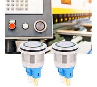 KIMISS 22mm Push Button Switch - 2Pcs IP65 Momentary Button for DC12-24V Applications with LED Indicator (Green)