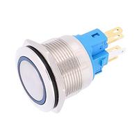 KIMISS 22mm Push Button Switch - 2Pcs IP65 Momentary Button for DC12-24V Applications with LED Indicator (Blue)