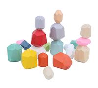 KIMISS 22pcs Wooden Colored Stone Building Blocks - Stacking Game for - E Onal Toy for Shape Recognition and Motor Skills Development (Combination Six)
