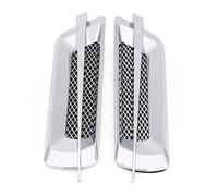 KIMISS 2Pcs Air Intake Grille Sticker, Car Side Air Flow Grille Decorative Air Intake Grille Vent Net Hole Cover (Chrome Silver)