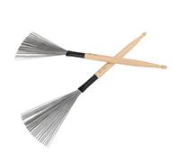 KIMISS 2PCS Drum Brush Dual Purpose Maple Wood Drumsticks with Rubber & Steel Wire for Jazz Band Percussion, Portable Lightweight Design for Easy Carrying (Wood Color)