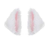 KIMISS 2Pcs Helmet Cat Ears, Polyester Fiber Plush Accessories with Adhesive Tape,Eye Catching Decor for Motorcycle Ski Snowboard Bike Scooter Helmets (White)