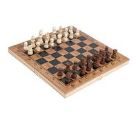 KIMISS 3 in 1 MultiFunctional Folding Wooden Chess Checkers Board Game - Portable Draughts Set for All Ages, Ideal Logic and Strategy Game
