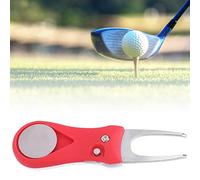 KIMISS 304 Stainless Steel Divot Repair Tool with ABS Plastic Handle - Spring-Activated Fork for Training and Turf Repair - Lightweight and Portable Design (Red)