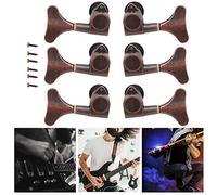 KIMISS 3L3R Bass Tuning Key Pegs Red Copper Enclosed Type Fishtail Shaped String Tuners for Bass Guitar Parts