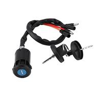 KIMISS 4 Wire Ignition Key Switch,Motorcycle Ignition Starter Switch, Insert Key and Knob Key Master Switch Metal and Plastic Black Fits for 300 TRX300FW 1900-2000 ATV