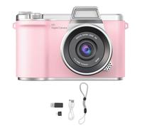KIMISS 48MP Digital 1080P Video Portable Camera, 8X Zoom Auto Focus Anti Shake 2.4 Inch Flip Screen, Built in Flash Webcam Function USB Charging Live Streaming for Outdoor (Pink)