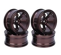 KIMISS 4pcs Aluminium Alloy Wheel Hub for Universal 1/10 Flat Running Drift RC Car High Performance On-Road Rims (Coffee)