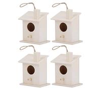 KIMISS 4Pcs Innovative Wooden Bird House Nests Ornament for Outdoor Garden Decoration - Ideal Hanging Bird Houses for to Rest and Play