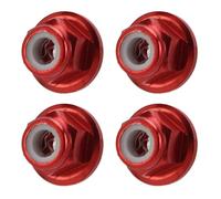 KIMISS 4Pcs RC Car Locknut M4 Aluminum Alloy 4mm Inner Diameter Accessory for 1/10 Remote Control Vehicles (Red)