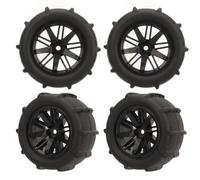 KIMISS 4PCS RC Tire Wheel with Rubber Grip - Strong Pattern for 144001 1/14 1/16 /18 - Replacement RC Car Parts