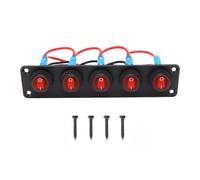 KIMISS 5 Gang Round Switch Panel, LED Marine Switch Panel with Aluminum