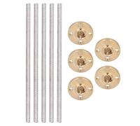 KIMISS 5 Set 3D Printer T8x8 Lead Screw Kit with Brass Nut - High Strength Accurate Trapezoidal Lead Screw for Industrial Applications