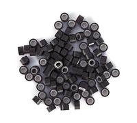 KIMISS 500PCS Aluminum Silicone Lined Hair Extension Rings Loops - Light Brown Hair Extension Beads for Human, Easy Application & Comfortable Fit (Dark Brown)