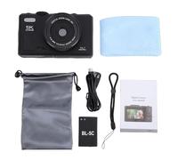 KIMISS 5K 75MP Retro Digital Camera, Mirrorless Camera With 18X Zoom Anti Shake Cam With 3 Inch Flip Screen, Fit For Home Travel Use (Black)