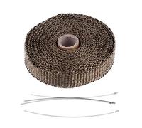 KIMISS 5m Pipe Wrap Car Exhaust Heat Packing, Insulation Tape Exhaust Thermal Insulation with 4 Stainless Steel Cable Ties Multicolour for Car for Motorcycle (Brown)