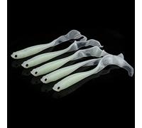 KIMISS 5pcs 13cm Glow-In-The-Dark Soft Tail Lure Fishing Tackle Set - Wide-ranged Underwater Action for Predatory Fish (Luminous)