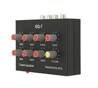 KIMISS 7 Band Digital Graphic Sound Equalizer with Output Input, High Bass Adjustment, Dual Channel, Compatible with Headphones, 3.5mm Interface, and Aluminum Alloy Body for