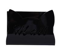 KIMISS Acrylic Mail Holder Organizer, Clear Desktop Letter Sorter for Home and School, Stylish Cat Ear Design for Efficient Document Storage (Black)