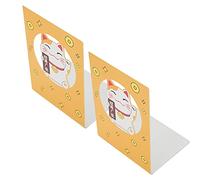 KIMISS Adjustable Book Stand for Desktop - 2 Pcs Metal Bookends Stable Desktop Book Stopper Supporting Shelves for Home Office - Nonslip Ends (Lucky Cat)