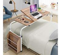 KIMISS Adjustable Mobile Laptop Cart Overbed Writing Table with Wheels, Tiltable Top & Storage Shelf - Ideal Computer Desk for Home & Office Use (1.2m / 3.9ft)