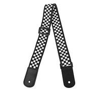 KIMISS Adjustable Ukulele Strap for 4 String Hawaii Guitar - Stylish Black and White Checker Pattern Accessory for Musicians