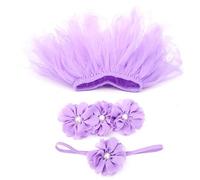 KIMISS Adorable Newborn Tulle Skirt and Headband Set for Baby - Photography Prop & Dress for 0-1 Year Olds (Hundred days)