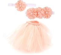KIMISS Adorable Newborn Tulle Skirt and Headband Set for Baby - Photography Prop & Dress for 0-1 Year Olds (Hundred days)