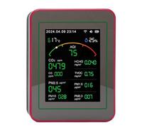 KIMISS Air Quality Tester 15 in 1 with 2.8 Inch HD Display - CO2, TVOC, HCHO, PM2.5, Temperature, Humidity, Timer, and WIFI Air Quality Detector (Black+Red)