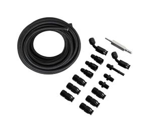 KIMISS AN6 PTFE Fuel Line Kit 7.6M, Nylon Hose with NPT Fittings (Black)