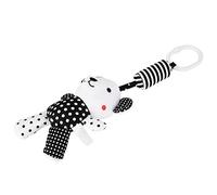 KIMISS Baby Hanging Rattle Toys - Black and White Stripe Plush Wind Chimes for Infants, Stroller and Crib Plush Rattles for Baby Bed, Engaging Animal Sounds and Colors (Black and White Striped Bear