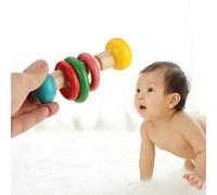 KIMISS Baby Wooden Rattles, Plush Rings Grafting E Onal Toys Musical Infant Safe Grasp Toy Early Three Rattle Type Educational (Three Rings)