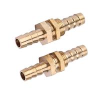KIMISS Barbed Bulkhead Fitting 2 Pcs Hose Barb Brass Bulkhead Pipe Fitting Coupler Connector Adapter with Clear Fuel Line (10mm)